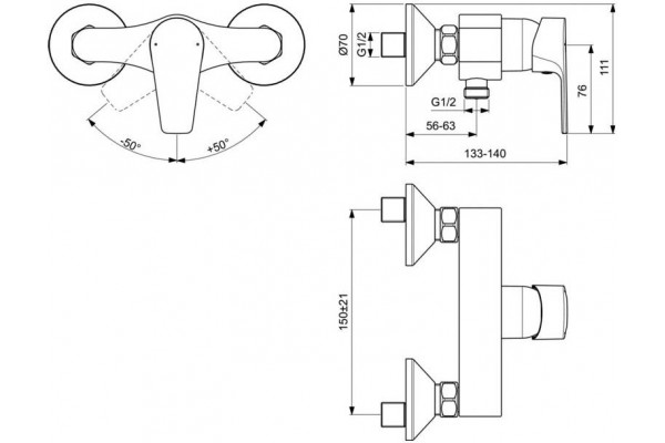 Смеситель настенный для душа Ideal Standard Cerafine D BC493AA