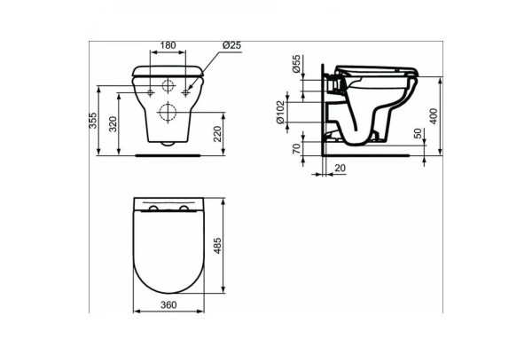 X022601 3 в 1 EXACTO Промо-комплект,R002601 EXACTO Rimless безободк подвесн унитаз с сидением и крышкой,E233267 PROSYS ECO FRAME M Встраив инстал д/ун