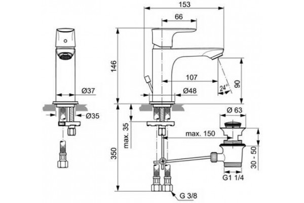 Смеситель для раковины Ideal Standard Connect Air A7007AA