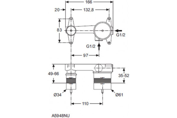 Скрытая часть смесителя Ideal Standard Strada/Melange A5948NU