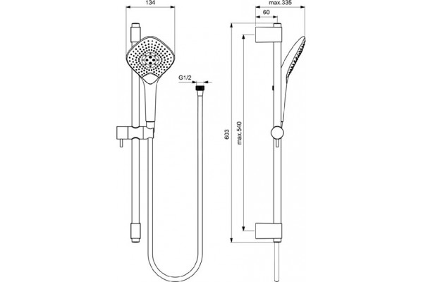 Душевой гарнитур со штангой Ideal Standard Idealrain Evo Jet Diamond XL3 B1762AA