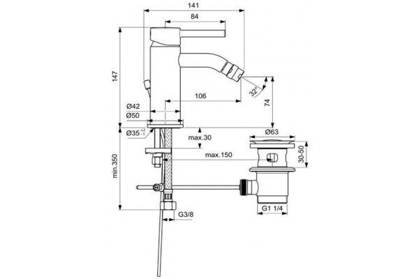 Смеситель для биде Ideal Standard Ceraline BC197AA