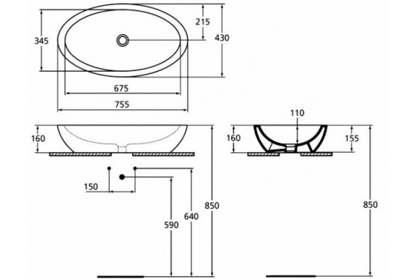 Раковина-чаша Ideal Standard Strada 75x42 K078501
