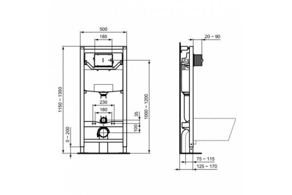 Инсталляция для подвесных унитазов Ideal Standard Strada II R0309AA
