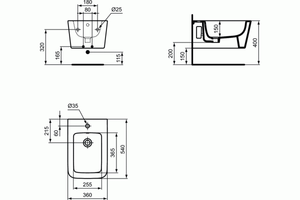 Биде подвесное Ideal Standard Biend Cube T368701
