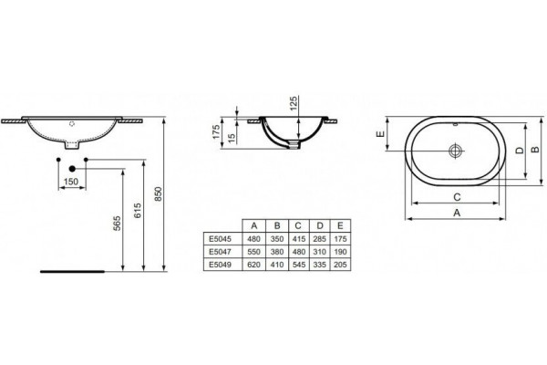 Раковина Ideal Standard Connect 62x41 E504901