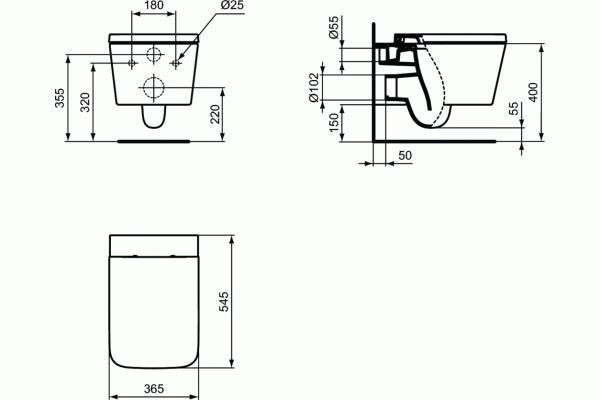 Подвесной унитаз Ideal Standard BLEND CUBE T368601