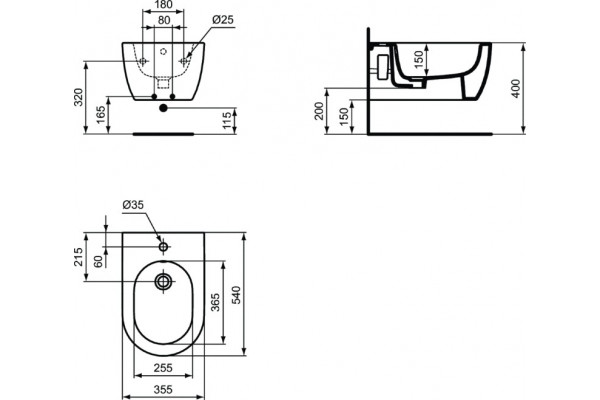 Биде подвесное Ideal Standard Blend Curve T375001