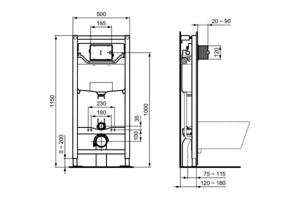 TT00002/121AC CЕТ Промо-комплект Tesi T007901 Подвесной унитаз; T352701 Сиденье; R020467 Инсталляция; панель смыва R0121AC В ПОДАРОК