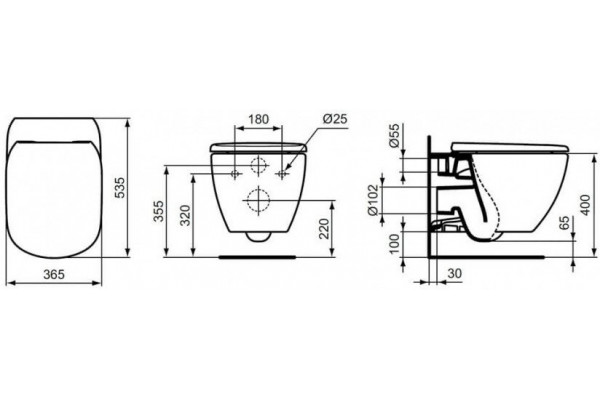 Подвесной унитаз Ideal Standard Tesi AquaBlade T0079V1