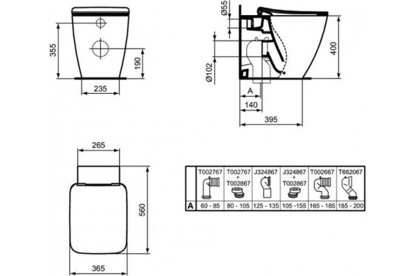 Унитаз приставной Ideal Standard Strada II AquaBlade T359801
