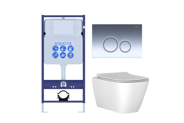 ST533018 Промо-сет 4 в 1 Ideal Standard + Aquatek (Унитаз T533001 i.life B с крышкой + Панель смыва KDI-0000018 + Инсталляция INS-0000012 + Крепёж)