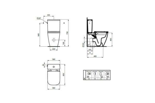 T473501 Ideal Standard i.life S Бачок для унитаза, нижняя подводка, 4,5/3 л