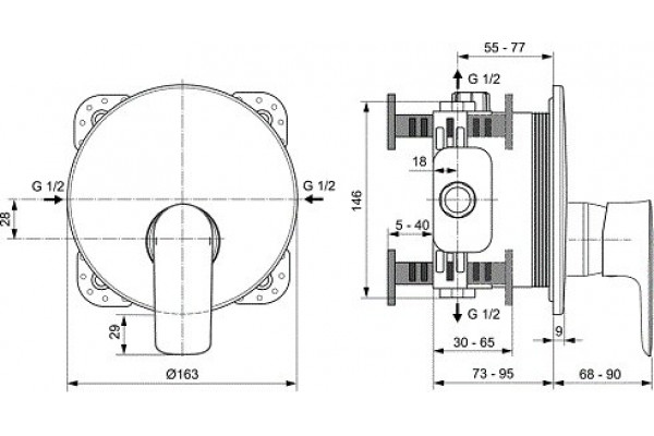 Смеситель для душа Ideal Standard Connect Air A7034AA (внешняя часть)