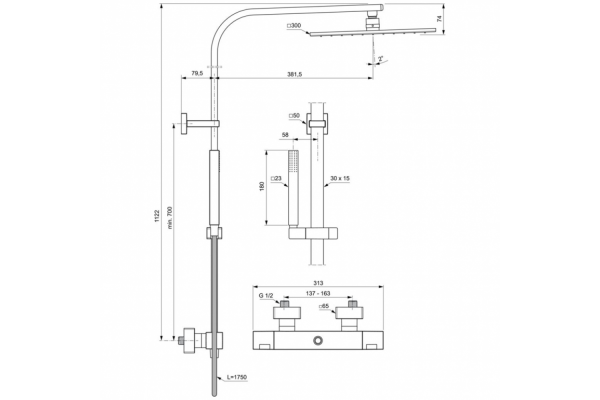 A7542AA CERATHERM C100 термостатическая душевая система