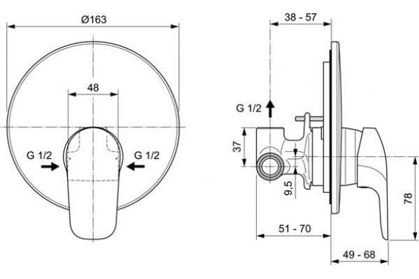 Смеситель для душа Ideal Standard Ceraflex (внешняя часть) A6724AA