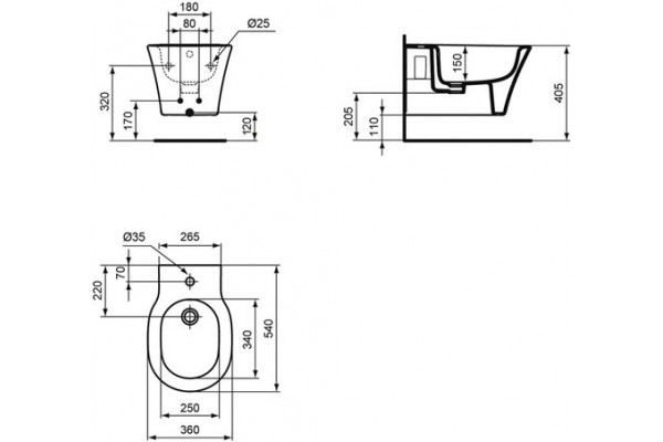 Биде подвесное Ideal Standard Connect Air E233501