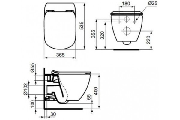 Унитаз подвесной с инсталляцией и кнопкой Ideal Standard Tesi R030501