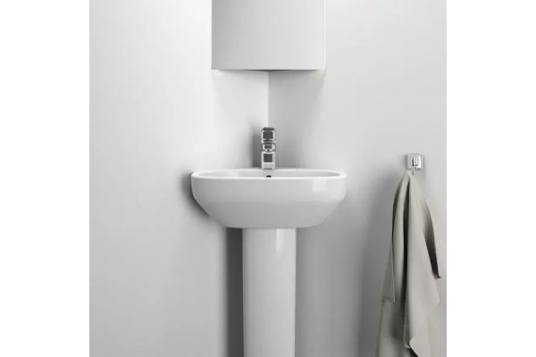 Угловой умывальник для рук Ideal Standard i.life A T471101, 45x41 см, с отверстием под смеситель, с отверстием перелива, без крепежа