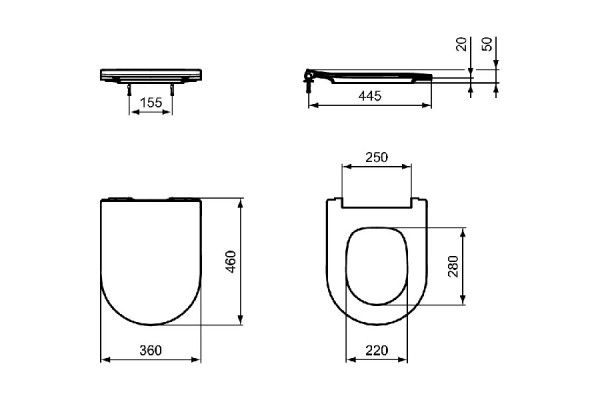 Сиденье с крышкой для унитаза Ideal Standard BLEND CURVE SANDWICH тонкое с микролифтом T520801
