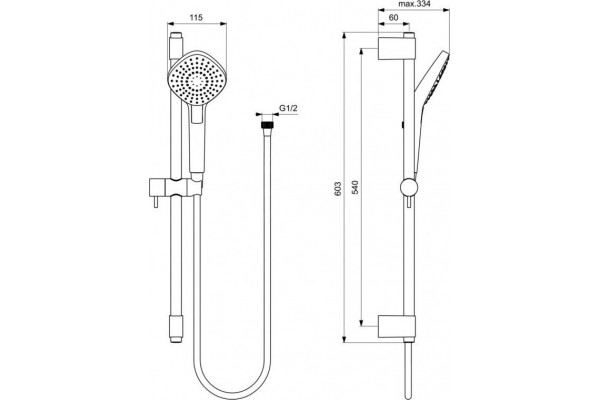 Душевой гарнитур со штангой Ideal Standard Idealrain Evo Diamond L3 B2234AA