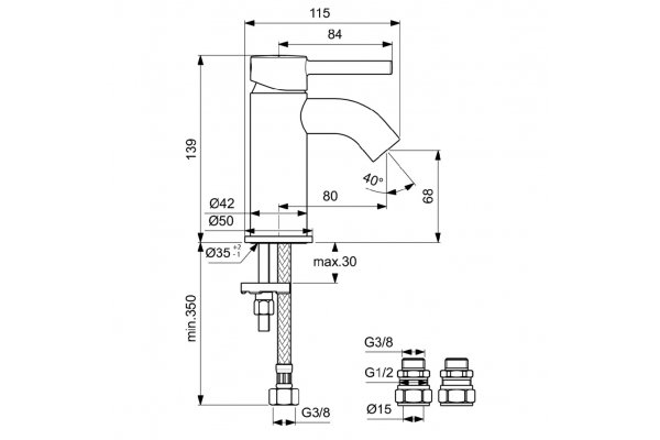Смеситель для ванны Ideal Standard Ceraline BC199U5 белый хром