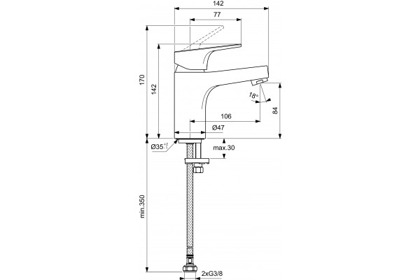 BC827AA Cerabase смеситель для раковины без д/к
