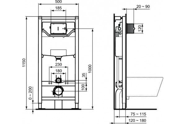 T3868V1/121A6 Промо-набор 3 в 1 (Унитаз T0079V1 и сиденье T3527V1 TESI, инсталляция R020467 PROSYS, панель смыва R0121A6 OLEAS)