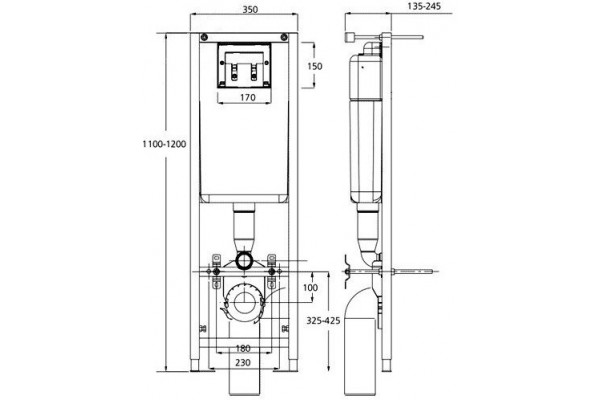 Комплект инсталляции с кнопкой Ideal Standard W3710AA и подвесного унитаза T331101 с крышкой T67940 (SoftClose) W990101