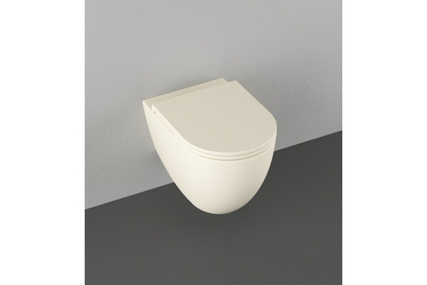 Подвесной унитаз ISVEA Infinity 10NF02001SV-2K безободковый, слоновая кость, матовый, бежевый, овальный, 36.5x53 см