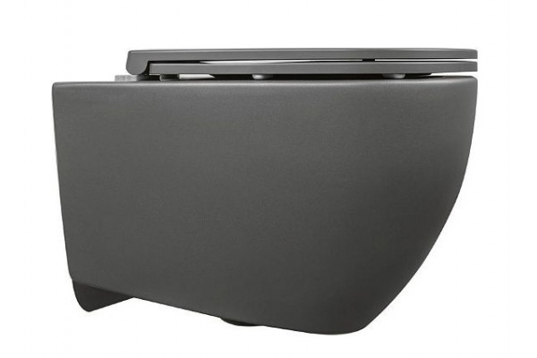 Подвесной унитаз ISVEA Infinity 10NF02001SV-2C безободковый, антрацит, матовый, овальный, 36.5x53 см