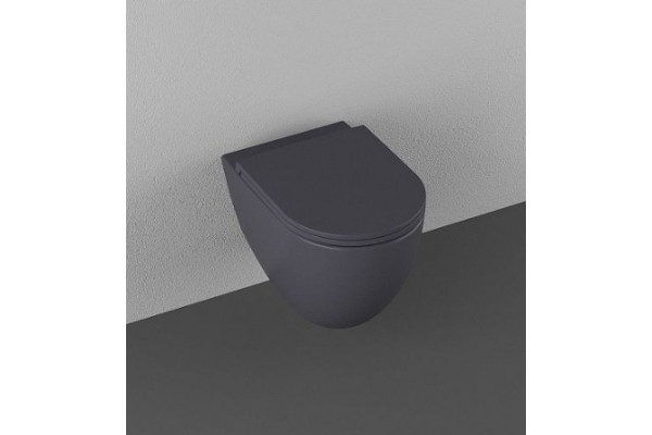 Подвесной унитаз ISVEA Infinity 10NF02001SV-2C безободковый, антрацит, матовый, овальный, 36.5x53 см