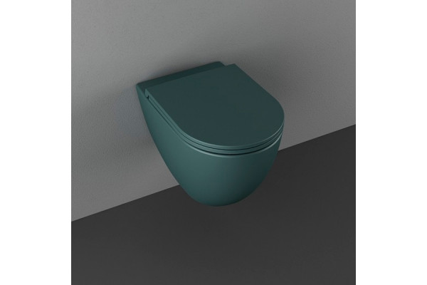 Подвесной унитаз ISVEA Infinity 10NF02001SV-2P безободковый, изумрудный, матовый, зеленый, овальный, 36.5x53 см