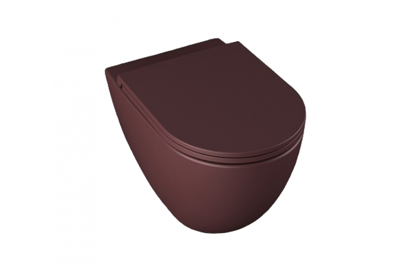 Подвесной унитаз ISVEA Infinity 10NF02001SV-2R безободковый, бордовый, матовый, красный, овальный, 36.5x53 см