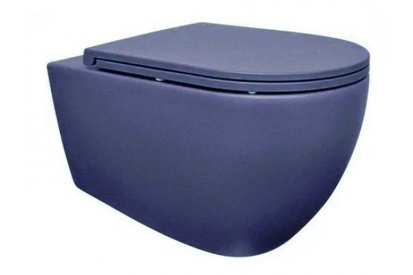 Подвесной унитаз ISVEA Infinity 10NF02001SV-2Z безободковый, синий, матовый, овальный, 36.5x53 см