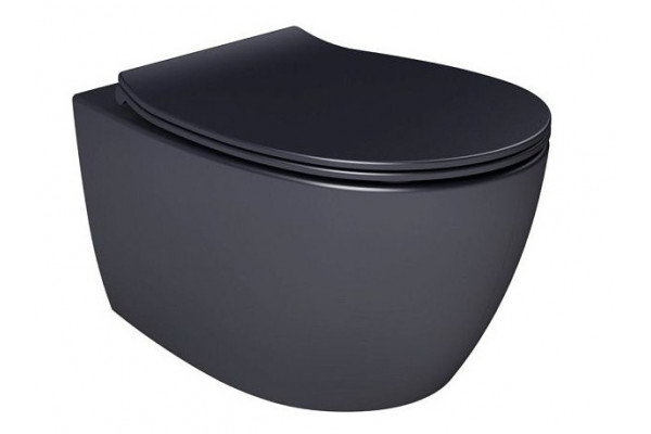 Подвесной унитаз ISVEA Sentimenti Neo 10AR02010SV-2C безободковый, антрацит, матовый, овальный, 36.5x51 см