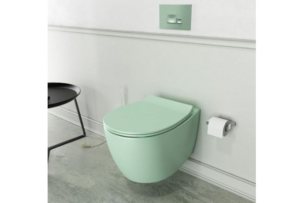 Подвесной унитаз ISVEA Sentimenti Neo 10AR02010SV-2T безободковый, мятно-зеленый, матовый, овальный, 36.5x51 см
