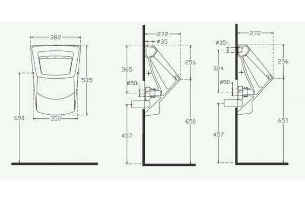 Подвесной писсуар ISVEA Purita 10PL92002 белый внутренний подвод воды, 38.2x27.2x53.5 см