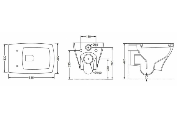 Подвесной унитаз ISVEA Palazzio 10PZ02001SV белый прямоугольный, 36x53.5 см