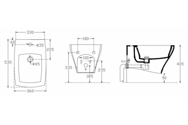 Подвесное биде ISVEA Palazzio 10PZ41003SV белое цвет белый, прямоугольное, 36x53.5 см