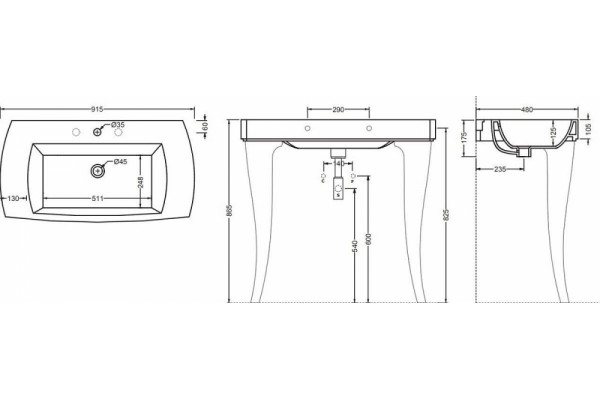 Подвесная раковина ISVEA Palazzio 10PZ50092SV 92х48 белая прямоугольная, цвет белый