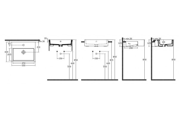 Полувстраиваемая раковина ISVEA Purita 10PL52050SV 50х42 белая прямоугольная, цвет белый