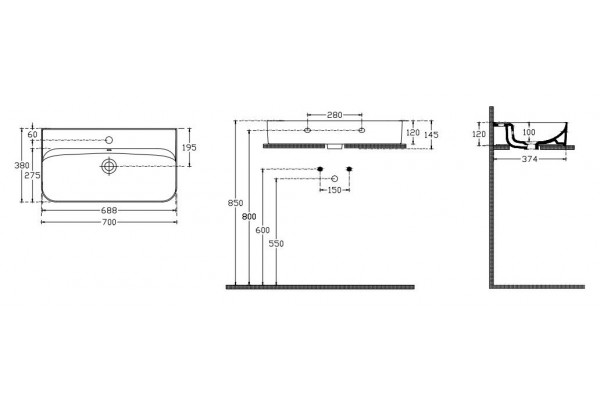 Накладная раковина ISVEA  SistemaU 10PL53070SV 70х38 белая прямоугольная, цвет белый