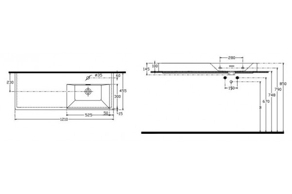 Накладная раковина ISVEA SistemaV 10SV52120SV 121х45.5 белая, правая, прямоугольная, цвет белый