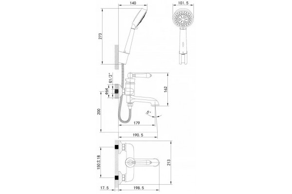 Смеситель Iddis Oxford OXFSB02i02 для ванны с душем, однорычажный, хром