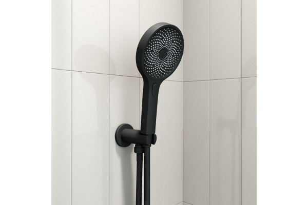 Шланговое подключение Iddis Built-in Shower Accessories 003BL01i62 с держателем, черное, цвет черный, штанга 5.37 см