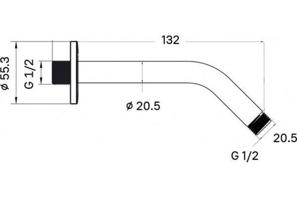 Кронштейн для верхнего душа Iddis Built-in Shower Accessories 001MINSi61 хром штанга 5.53 см,  в современном стиле