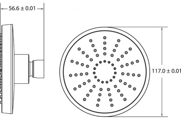 Верхний душ Iddis Built-in Shower Accessories 008MINPi64 хром штанга 11.7 см, размер 17.7 см