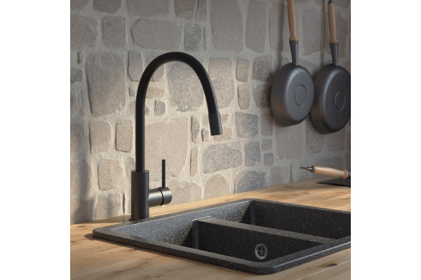 Смеситель Iddis Kitchen 360 K36BLJ0i05 для кухонной мойки, черный, однорычажный, высота излива 23 см