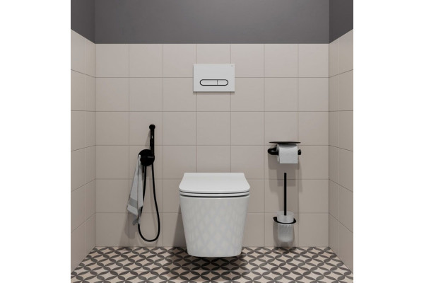 Кнопка смыва Iddis Unifix UNI01WBi77 001, белая/черный, механическая